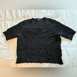 ME + EM black viscose knit top